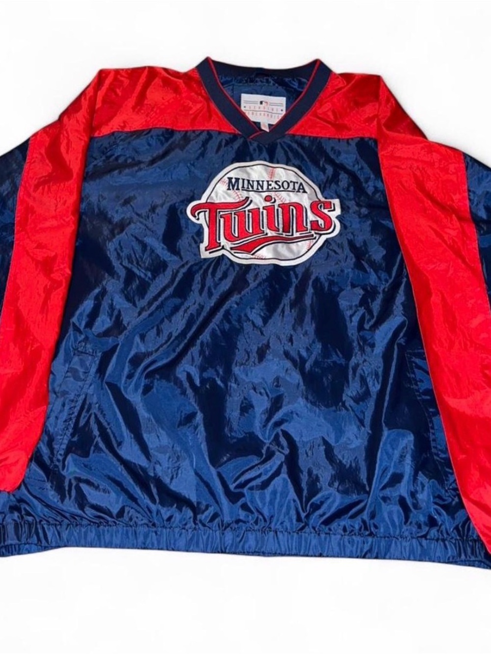 Men’s MLB Minnesota Twins Embroidered Navy Pullover Windbreaker Size XL